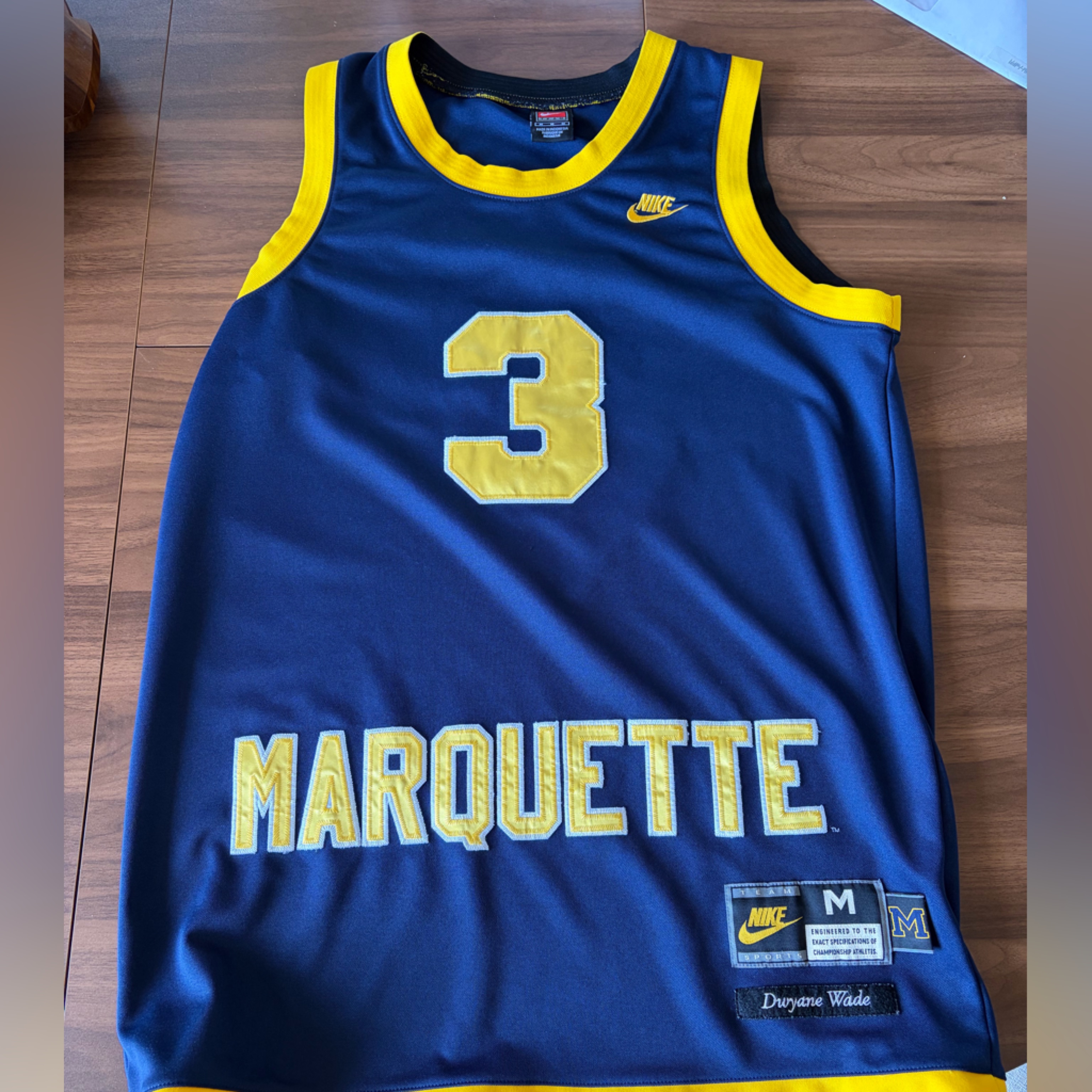 Nike Marquette 3 Dwyane Wade Navy Yellow Jersey